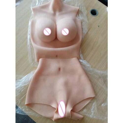 Sale 2 in 1 New G CUP Halfbody Fake Artificial Boobs Breast Forms and Vagina Panty Crossdresser Shemale Drag Queen Transgender