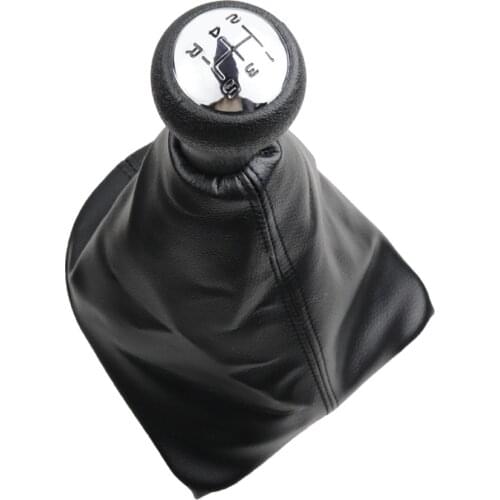 Car Gear Shift Knob With Leather Boot Chrome Cap For PEUGEOT 207 307 308 607 608 CITROEN C3 C5 XSARA Manual Stick Lever 5 speed