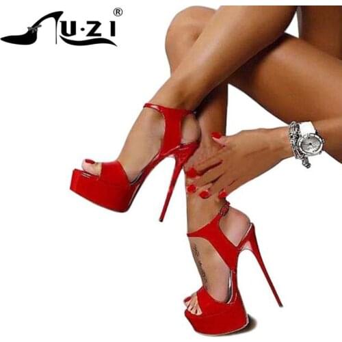 Big Size 34-44 45 46 Summer Women Platform Ankle-Wrap Sandals Sexy 16CM High Heels Open Toe Buckle Nightclub Shoes Stilettos