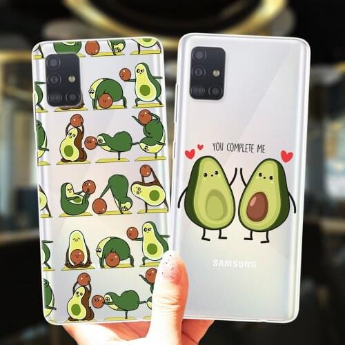 Cute Cartoon Avocado Lover Case For Samsung A52 A72 A51 A71 A50 A70 A02 A12 A42 A32 A31 A21S A41 A40 A30 A20 A11 Silicone Cover