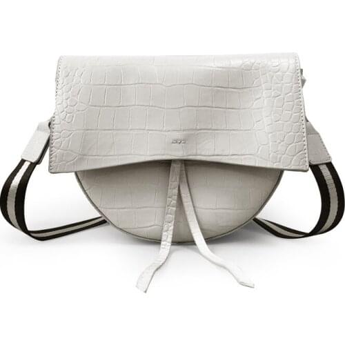 High Quality Messenger Bags Brown Newest Genuine Leather Saddle Bags for Women Crocodile Leather Handbags Female Shoulder Bag