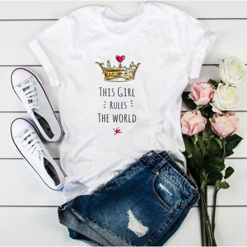 2021 Summer New Crown Short Sleeve Print Clothing Womens T-Shirt Harajuku Graphic Clothing Womens Top Retro Tops Tee Female