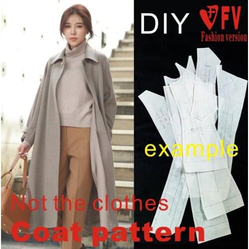 Ladies Windbreaker Raglan Sleeve Pattern Making Casual Long Coat Garment Sewing Drawing BFY-273