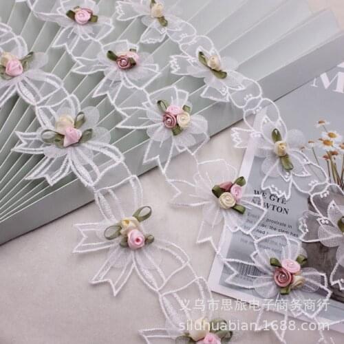 1 yards Flowers Embroidery water-soluble Lace Ribbon for Clothing Dress Hat Curtain Trims Accessories
