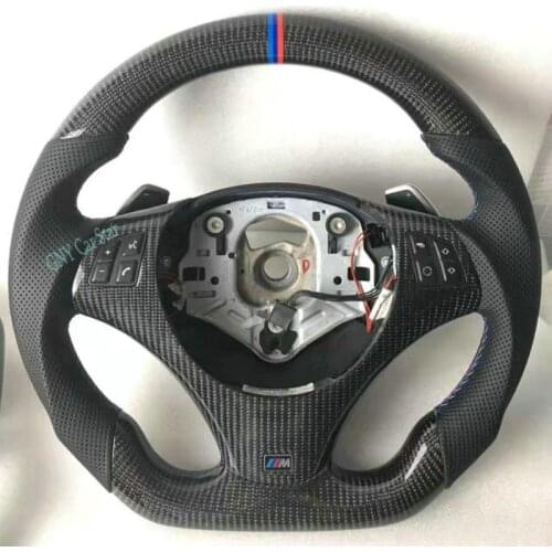 100% Real Carbon Fiber Steering Wheel For BMW E90 E92 E93 With Paddle Shift