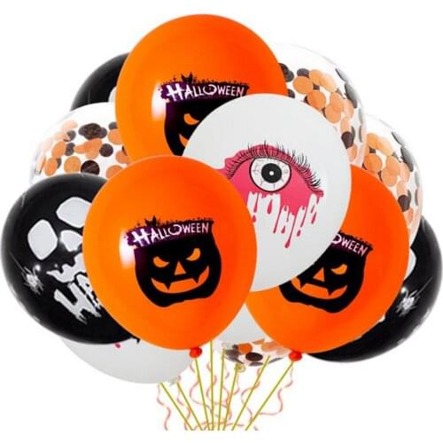49 Pcs Balloons Halloween Party Decoration Black Skull Ghost Round Foil Background Wall Reception For Halloween Festival Party
