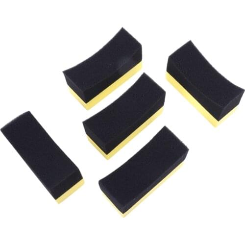 5x Professional Automotive Car Wheel Washer Tyre Tire Dressing Applicator Curved Foam Sponge Pad Black+yellow
