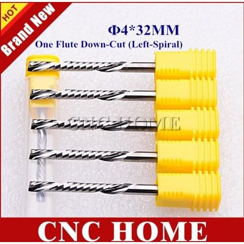 5pcs 4x32mm One Spiral Flute Tungsten K66 Carbide CNC End Mill, Multiply Laminate CNC Router Bits Wood Milling Cutter Tool