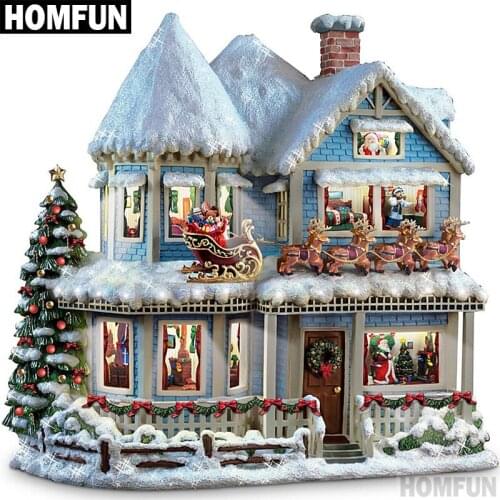 HOMFUN Full Square/Round Drill 5D DIY Diamond Painting "Christmas House" 3D Embroidery Cross Stitch 5D Decor Gift A00741