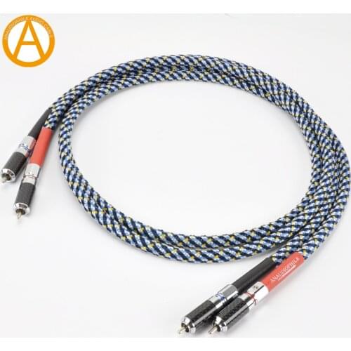 ANAUDIOPHILE Premium RCA Audio Cable Pair 6N OFC HiFi RCA Interconnect Cable Sliver Plated Conductors Rhodium Plated RCA Plug