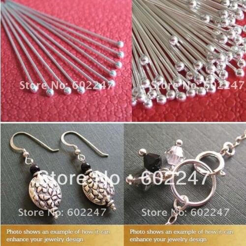 Free shipping 40mm Copper SILVER PLATED BALL PINS HEADPINS, Headpins Ball, 1000pcs/lot