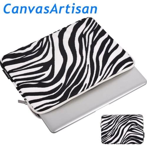 Brand CanvasArtisan Laptop Bag11,12,13,14,15,13.3,15.4,15.6,Zebra Pattern Sleeve Case For Macbook Air Pro Computer,Dropship F018