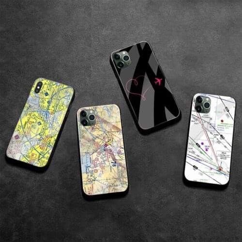 Aviation Chart Phone Case Tempered Glass For iPhone 12 pro max mini 11 Pro XR XS MAX 8 X 7 6S 6 Plus SE 2020 case