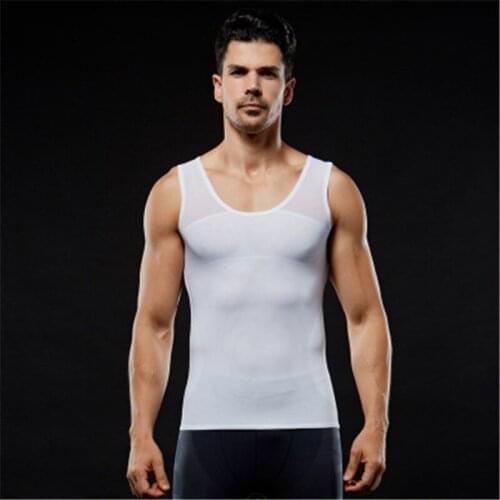 Black/White Body Shaper Mens Tummy Shaperwear Running Sports Cloth Tank Top Compression Tight Slimming Vest Body Building