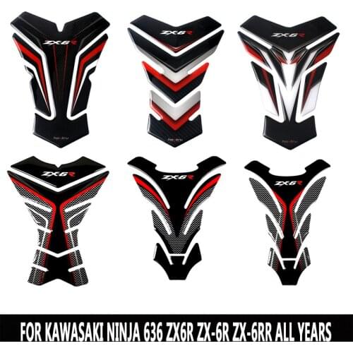 For Kawasaki ZX-6R Kawasaki Motorcycle Accessories 3D Carbon Fiber Fuel Tank Pad Protection Sticker Fuel Tank Decal