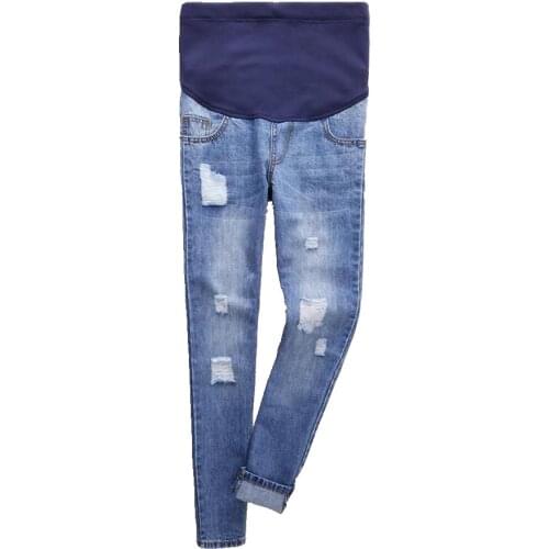Maternity Jeans Fashion Plus Size Hole Denim Cotton Trousers Pregnant Women Clothing Pregnancy clothes High Waist Pants