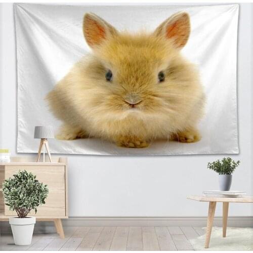 Custom rabbit animals tapestry printed Creative living room bedroom background wall fabric hanging painting small fresh