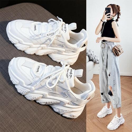 Clunky Shoes 2021 New Spring and Autumn Womens Shoes Spring White Shoes Casual Sneakers Ins Fashion