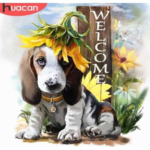 HUACAN 5d Diamond Painting Full Square Dog Cartoon Needlework Kit Diamond Embroidery Art Kits Home Decoration