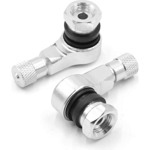 Uxcell 2Pcs Silver Tone 90 Degree Angled Aluminum Alloy Tubeless Tire Valve Stem Cover Cap for Motorcycle Car, 2 Pack