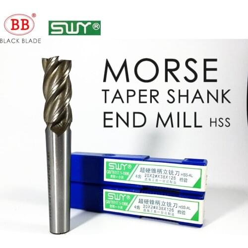 BB HSS Morse Taper Shank End Mill 12mm to 40mm Milling Cutter 2# 3# 4# G126 K136 K146