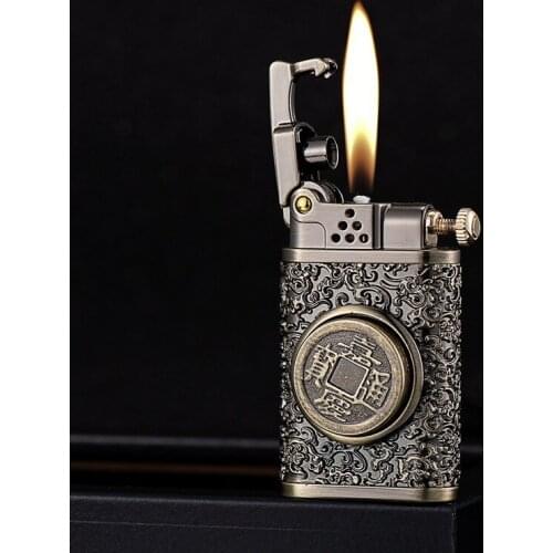 Zorro Brass Kerosene Wheel Lighter Windproof Creative Personality Mens Convenient Smoking Accessories Mens Gift
