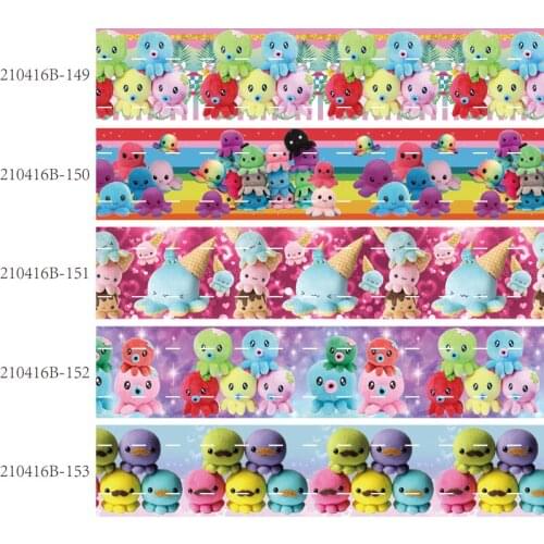 50 yards/lot) Kids DIY 22mm 25mm 38mm cartoon octopus printed grosgrain ribbon