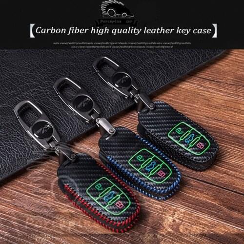 New Carbon fiber Noctilucent leather Car Key Case Cover For Audi A4 B6 B7 B8 A5 A6 A7 A8 Q5 Q7 R8 TT S5 S6 S7 S8 4S