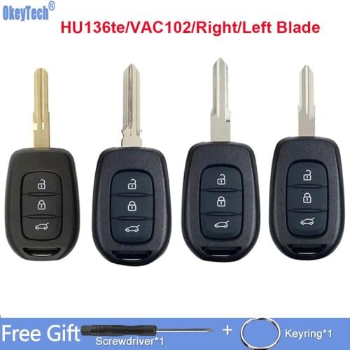 OkeyTech 3 Buttons Remote Car Key Shell Case Fob for Renault Duster Sandero Dacia Logan Clio Captur Laguna Scenic 2016 2015