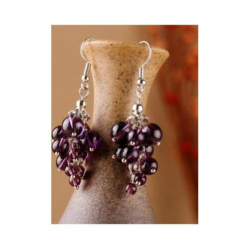 Original design purple crystal Ethnic earrings ,New jewelry dangle earrings, handmade blood grape style vintage earrings