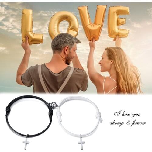 Couples Magnetic Cross Bracelets Mutual Attraction Eternal Love Relationship Matching Jewelry Gifts for Lover Women Men BFF
