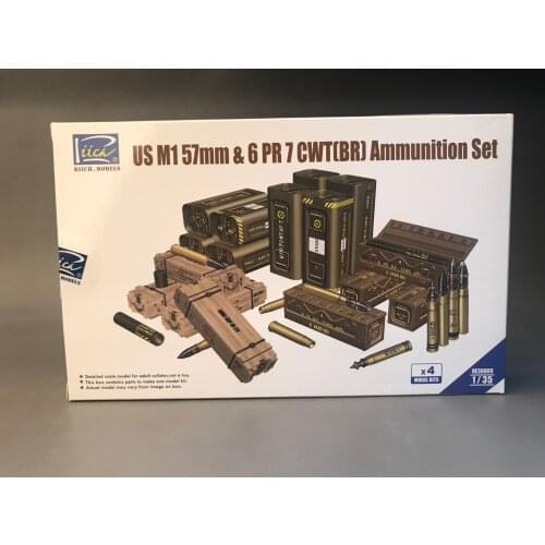 Riich Models RE30009 1/35 US M1 57mm & 6 PR 7 CWT (BR) Ammo Set Model Kit