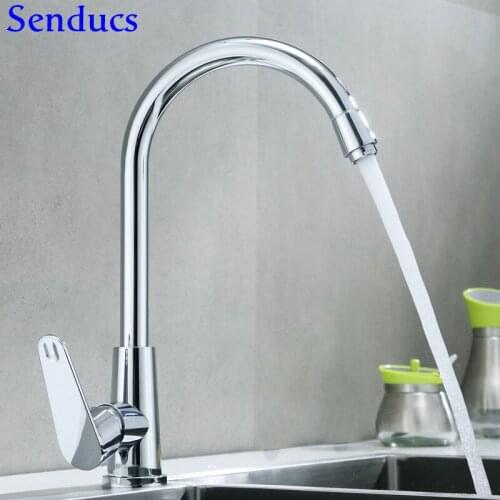 Senducs Newly Kitchen Faucet Cheap Price Brass Kitchen Sink Faucet Qualtiy Zinc Alloy Ktichen Mixer Tap Chrome Bathroom Faucet