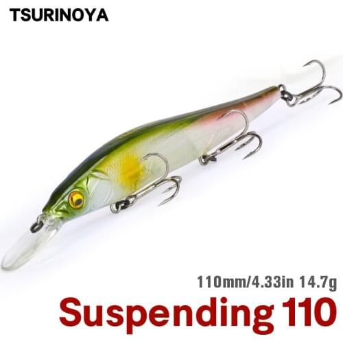 TSURINOYA DW50 Suspend Minnow Fishing Lure 110mm 14.7g 1.5m Deep High Quality Artificial Swimbait Wobblers Crank Bait Hard Lure