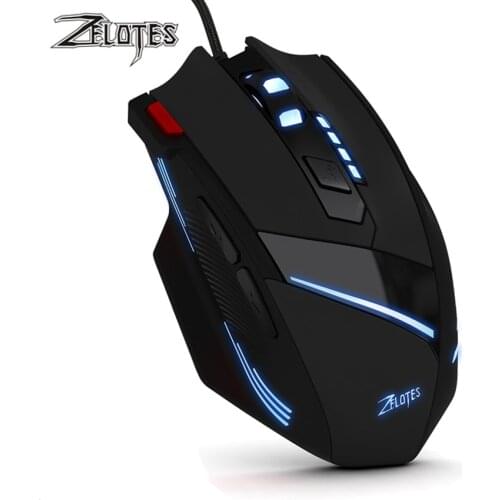 ZELOTES T-60 Wired Optical Gaming Mouse USB 7 Buttons 3200DPI Computer Game mouse LED Light Desktop PC Gamer Mice for Laptop