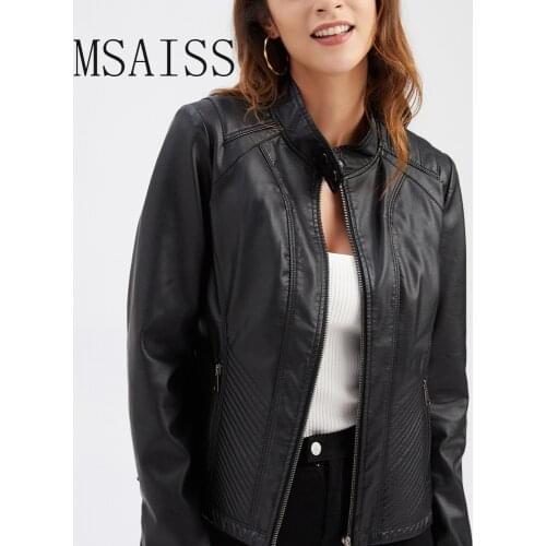 Faux Leather Coat Women Autumn Korean Short Slim Black Tops Office Lady Long Sleeve Fashion Jacket