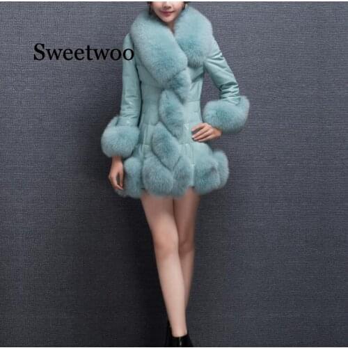 Women Winter Faux Leather Fur Long Sleeve Coat Jacket Outerwear Long Overcoat Faux Fur Luxury Loose Lapel OverCoat Thick Plush