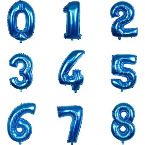 1pc Number 0-9 Foil Balloons 32 Inch Blue Balloons Birthday Party Baby Shower Birthday Wedding Decoration Festival Balloon