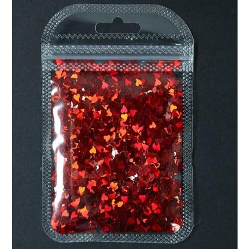 1bag 3D Nail Flakes Sequins Love Heart Shape Laser Glitter Sequins Holographic Nail Art Decorations Nail Beauty Glitter Sequins