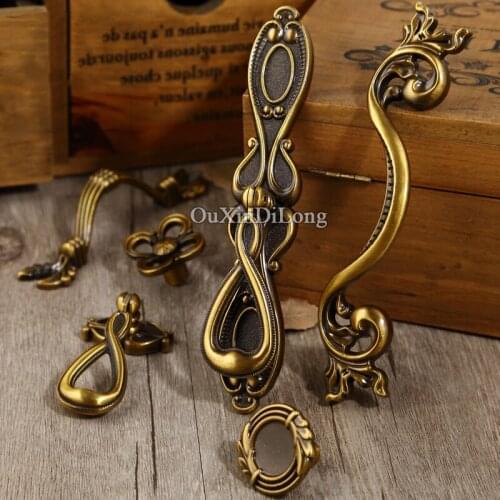 10PCS European Antique Kitchen Door Furniture Handles Cupboard Drawer Dresser Wardrobe Cabinet Pull Handles & Knobs