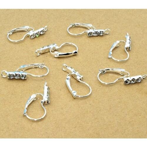 3 Crystal Discount 10PCS Rhodium Plated 925 Sterling Silver Jewelry Findings Earring French Ear Lever Back Design Beads Handmade