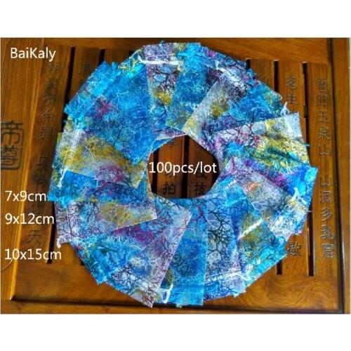 100pcs/lot 7x9cm 9x12cm 10x15cm Organza bag Wedding Christmas party favors Gift Bag Jewelry Packaging Bags & drawstring Pouches