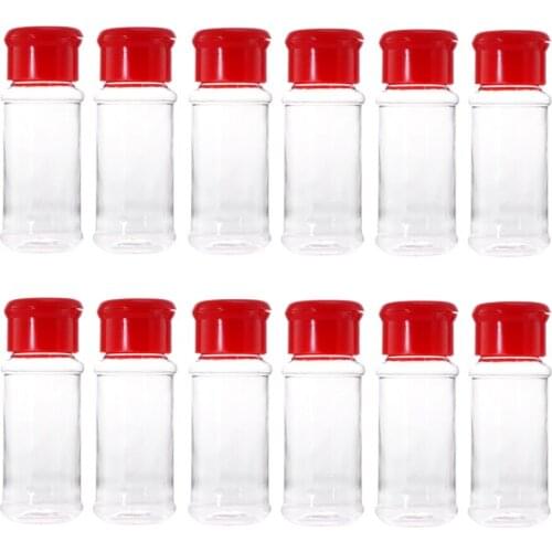 12pcs Plastic Spice Salt Pepper Shakers Seasoning Jar Can Barbecue Condiment Jar Bottles Cruet Container Kitchen Supplies Gadget