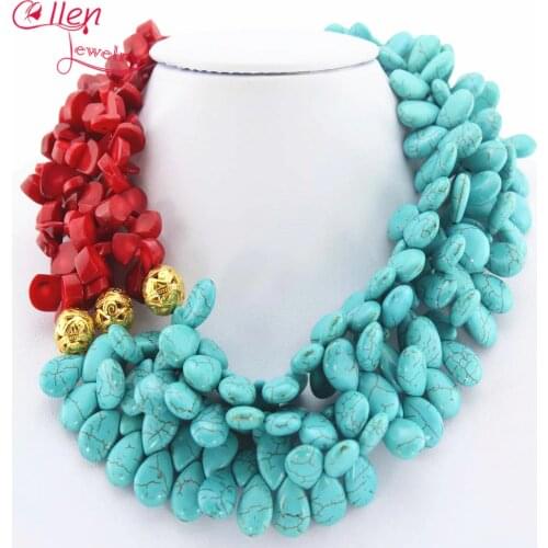 2019 Dubai African Beads beautiful Necklace Nigerian Red Coral Necklace Bridal Jewelry Wedding Gift Statement Necklace E11122