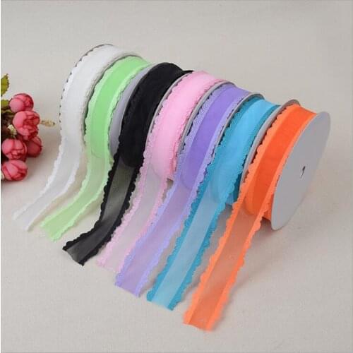 5yards/lot) 25mm Solid Color Organza Lace Ribbon Party Decor Card Gift Cake DIY Warpping Clothing Accessories Ribbons