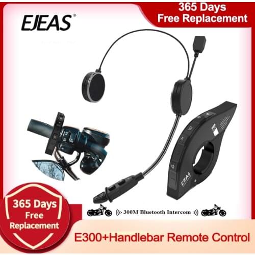EJEAS E300 Motorcycle Bluetooth Helmet Intercom Motorcyclist Headset Headphone HD Stereo Sound Speaker Handlebar Remote Control