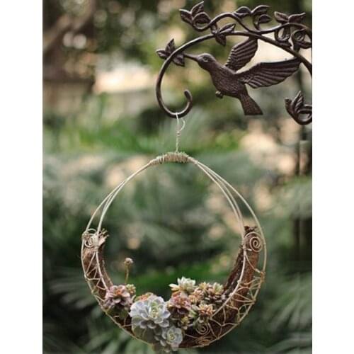 Cast Iron Wall Bracket Rustic Art Plant Hook Holder Garden Patio Fence Decor