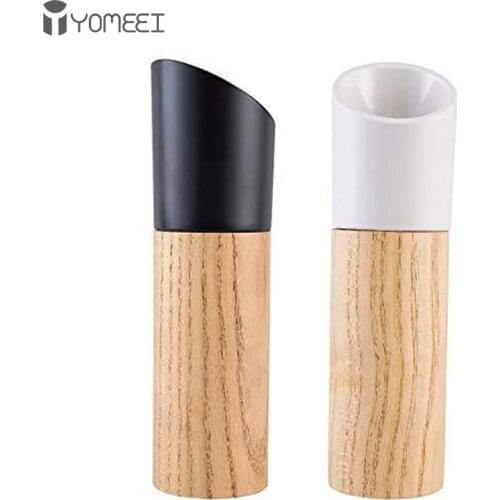 YOMEEI Wood Salt And Pepper Grinder Mills Spice Herb Grinder Adjustable Salt and Pepper Shakers Kitchen Spice Jar Containers
