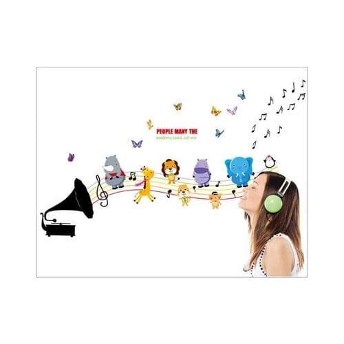 DIY Cartoon Animal Wall Sticker Music Notes Sttickers for Kids Rooms Decoration Wall Decal Nursery Poster Wall Decor Wallpaper