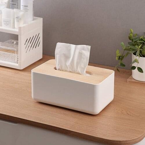 Home Kitchen Wooden Plastic Rectangula Tissue Box Car Solid Wood Napkin Holder Case Office Table Organizer Simple Stylish Tools